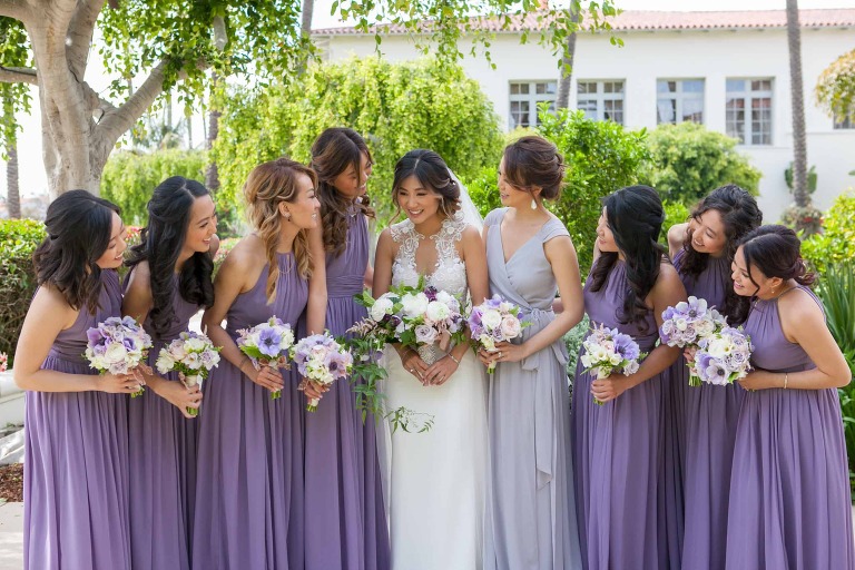 The bride together with her bridesmaids